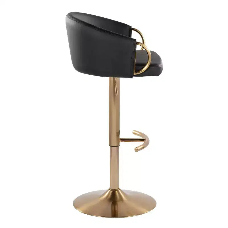 LumiSource Set di 2 Sgabelli da Bar Regolabili Claire Oro/Nero PU