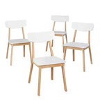 Buylateral Set of 4 Modern Dining Chairs White/Natural