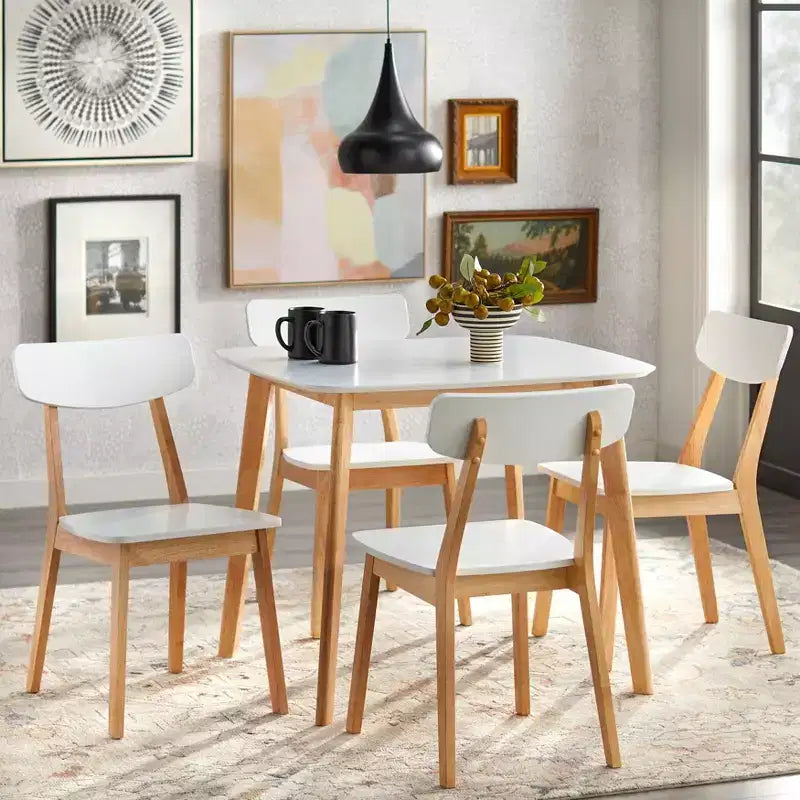 Buylateral Set di 4 Sedie da Pranzo Moderne Bianco/Naturale