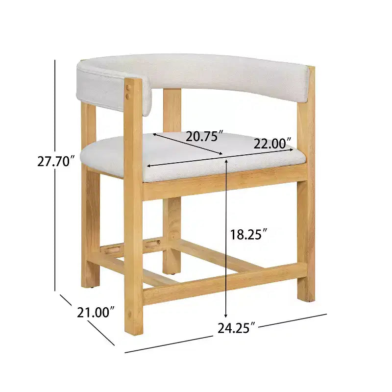 Christopher Knight Home Set di 2 Sedie da Pranzo Imbottite Caleb in Legno di Gomma con Schienale Aperto Beige/Naturale
