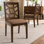 Set of 2 Abilene Midcentury Fabric Upholstered And Walnut Finished Dining Chairs Brown - Baxton Studio: Solid Rubberwood, Polyester Padding
