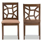Set di 2 sedie da pranzo Abilene in tessuto e finitura noce stile metà secolo marrone - Baxton Studio: legno massello di gomma, imbottitura in poliestere