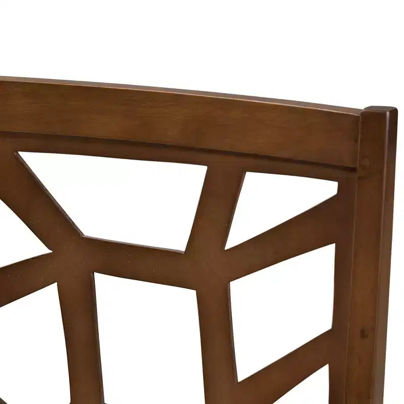 Set di 2 sedie da pranzo Abilene in tessuto e finitura noce stile metà secolo marrone - Baxton Studio: legno massello di gomma, imbottitura in poliestere