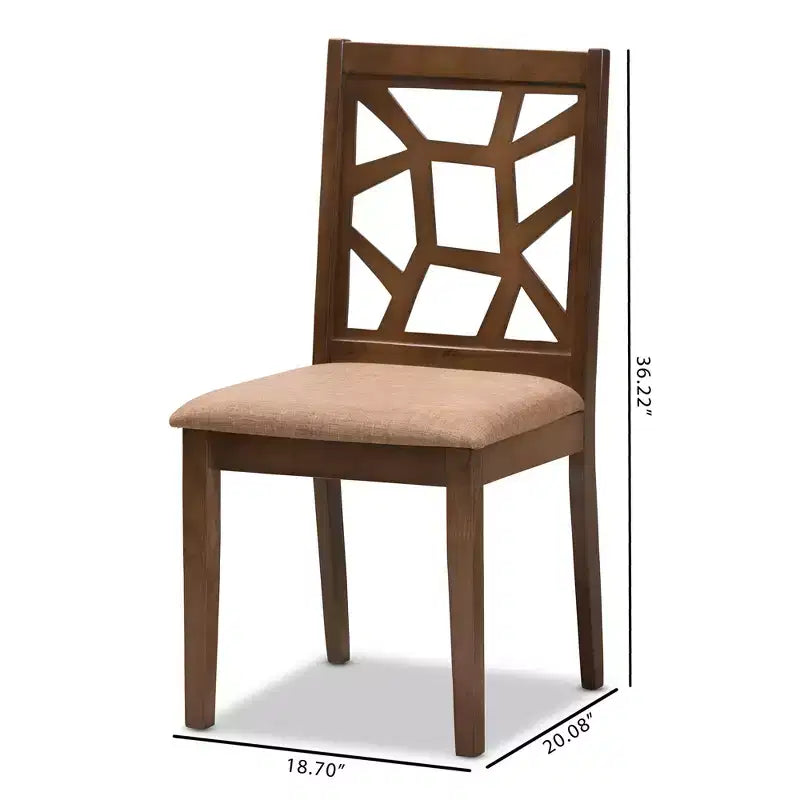 Set di 2 sedie da pranzo Abilene in tessuto e finitura noce stile metà secolo marrone - Baxton Studio: legno massello di gomma, imbottitura in poliestere