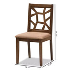 Set di 2 sedie da pranzo Abilene in tessuto e finitura noce stile metà secolo marrone - Baxton Studio: legno massello di gomma, imbottitura in poliestere