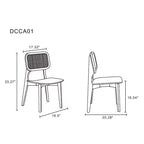 Set di 2 sedie da pranzo quadrate Versailles nere/naturali - Manhattan Comfort: struttura in legno di frassino, dettagli in rattan, sedile ergonomico
