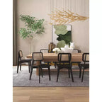 Set di 2 sedie da pranzo quadrate Versailles nere/naturali - Manhattan Comfort: struttura in legno di frassino, dettagli in rattan, sedile ergonomico