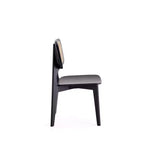 Set di 2 sedie da pranzo quadrate Versailles nere/naturali - Manhattan Comfort: struttura in legno di frassino, dettagli in rattan, sedile ergonomico