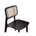 Set di 2 sedie da pranzo quadrate Versailles nere/naturali - Manhattan Comfort: struttura in legno di frassino, dettagli in rattan, sedile ergonomico