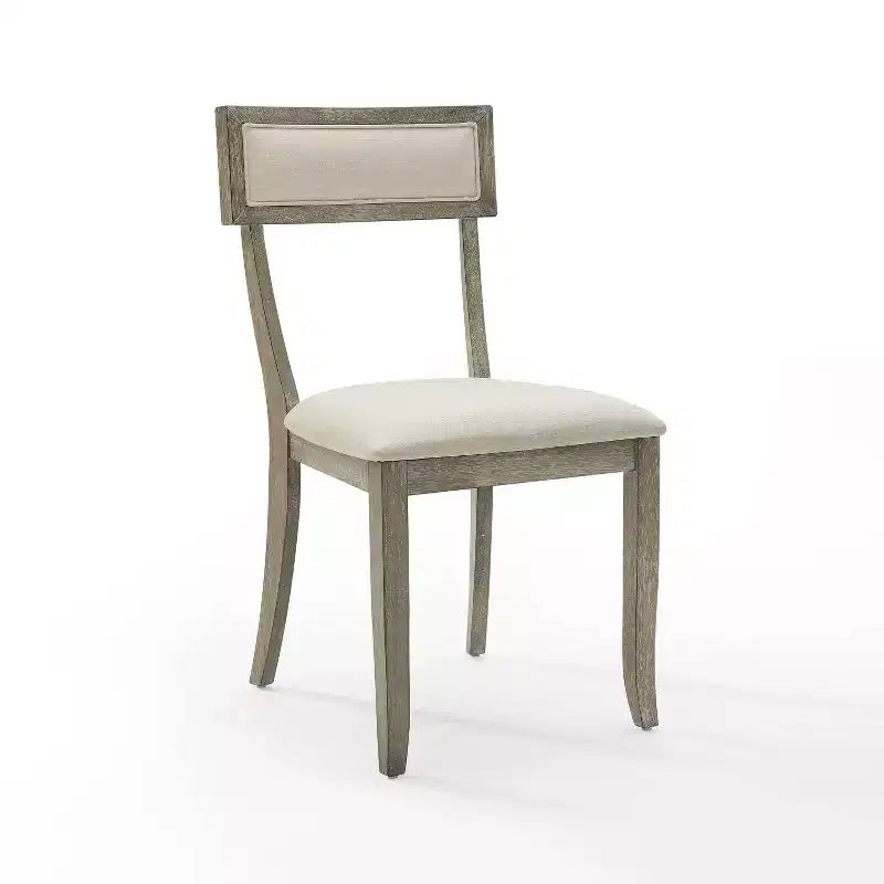Crosley Set di 2 sedie da pranzo Alessia lavato grigio rustico: imbottite, gambe in legno di gomma, imbottitura in schiuma
