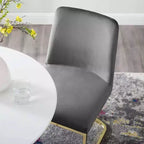Set di 2 sedie da pranzo Amplify con base a slitta in velluto performance, oro/grigio - Modway: Imbottite, struttura in ferro, capacità 150 kg