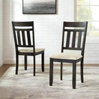Set of 2 Hayden Slat Back Dining Chairs Slate - Crosley: Upholstered Seat, Rubberwood Frame, Linen