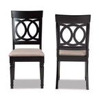 Set di 2 sedie da pranzo Lucie in tessuto e legno, sabbia/marrone scuro - Baxton Studio