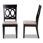 Set di 2 sedie da pranzo Lucie in tessuto e legno, sabbia/marrone scuro - Baxton Studio