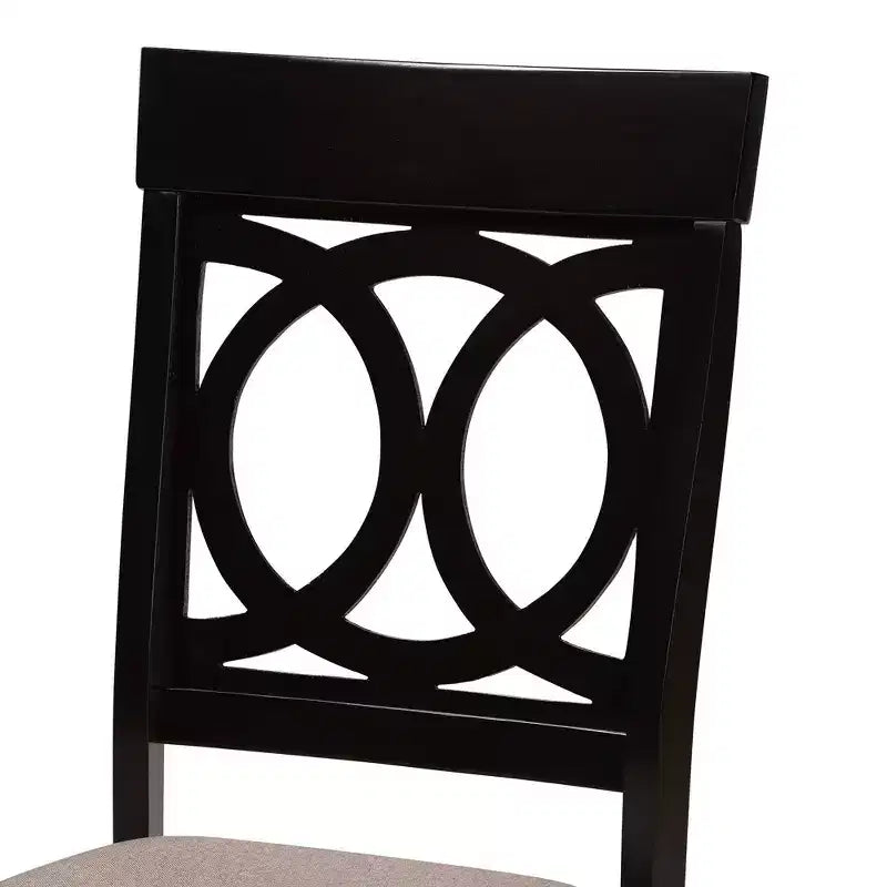 Set di 2 sedie da pranzo Lucie in tessuto e legno, sabbia/marrone scuro - Baxton Studio