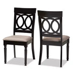 Set di 2 sedie da pranzo Lucie in tessuto e legno, sabbia/marrone scuro - Baxton Studio