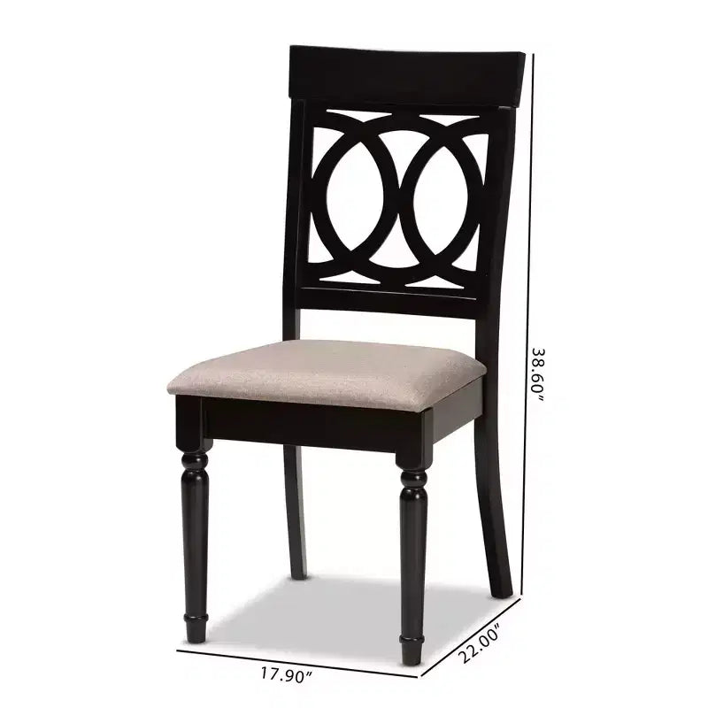 Set di 2 sedie da pranzo Lucie in tessuto e legno, sabbia/marrone scuro - Baxton Studio