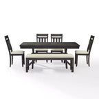 Set da pranzo allungabile 6 pezzi Hayden con panca e 4 sedie con schienale a doghe Ardesia - Crosley