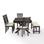 Set da pranzo allungabile 6 pezzi Hayden con panca e 4 sedie con schienale a doghe Ardesia - Crosley