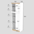 Dispensa da Cucina a 4 Ante Bianco/Rovere - Inval: Mobile dispensa moderno con ripiani regolabili
