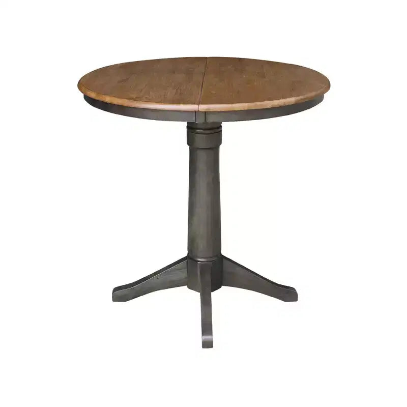 Tavolo da pranzo rotondo con ante a ribalta Justin da 36" Tan/Washed Coal - International Concepts