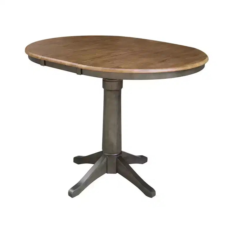 Tavolo da pranzo rotondo con ante a ribalta Justin da 36" Tan/Washed Coal - International Concepts