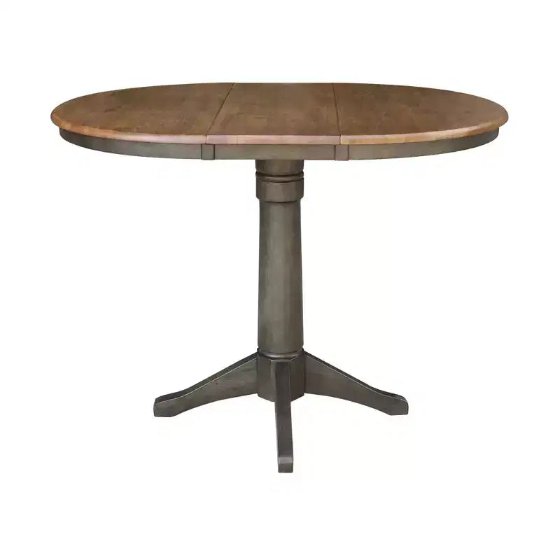 Tavolo da pranzo rotondo con ante a ribalta Justin da 36" Tan/Washed Coal - International Concepts
