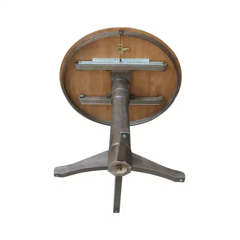 Tavolo da pranzo rotondo con ante a ribalta Justin da 36" Tan/Washed Coal - International Concepts
