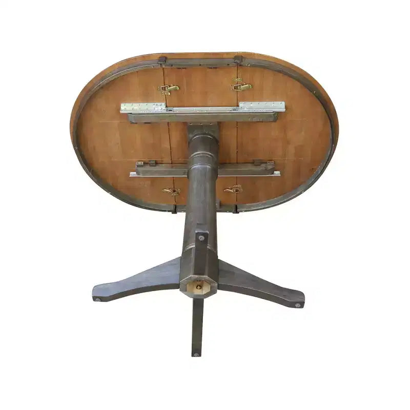 Tavolo da pranzo rotondo con ante a ribalta Justin da 36" Tan/Washed Coal - International Concepts
