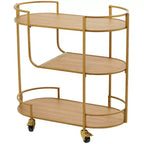 Contemporary Metal and Wood Bar Cart Gold - Olivia & May: No Assembly, 3-Tier, Indoor Use