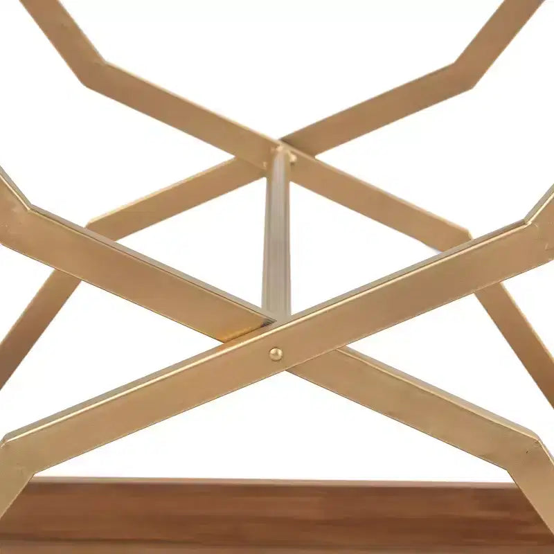 Carrello Bar Jolie Oro - Adore Decor: Struttura Moderna in Acciaio, Superficie in Legno di Gomma, Carrello da Servizio Bevande per Interni
