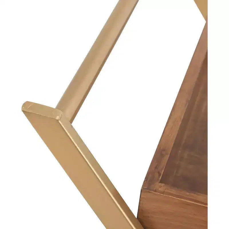 Carrello Bar Jolie Oro - Adore Decor: Struttura Moderna in Acciaio, Superficie in Legno di Gomma, Carrello da Servizio Bevande per Interni