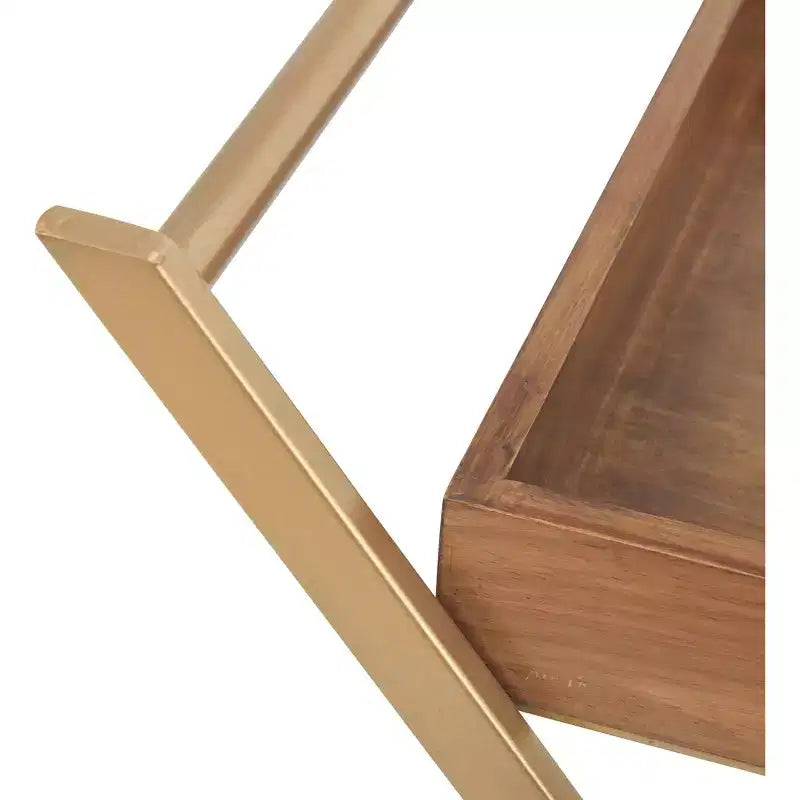 Carrello Bar Jolie Oro - Adore Decor: Struttura Moderna in Acciaio, Superficie in Legno di Gomma, Carrello da Servizio Bevande per Interni