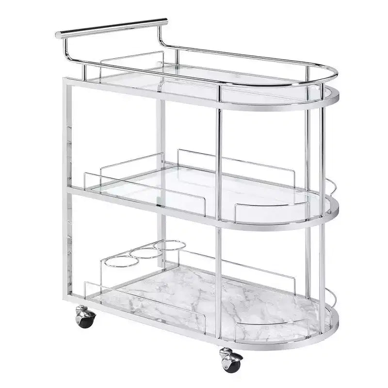 Acme Furniture Inyo Carrello da Bar in Vetro Trasparente/Cromo