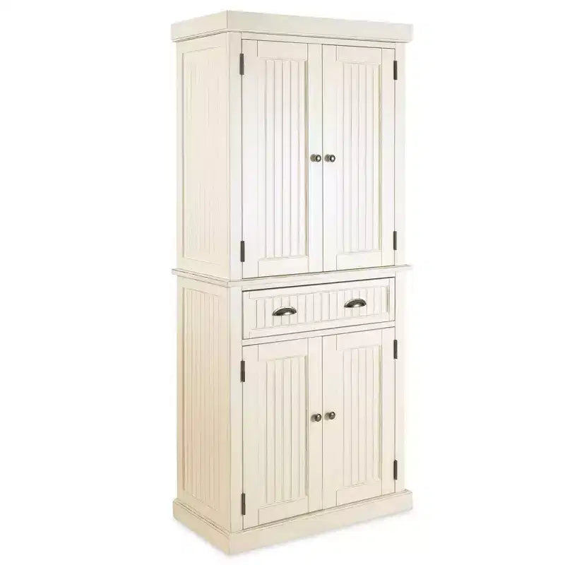 Nantucket Pantry Off White - Homestyles: Nautical Coastal Kitchen Cabinet, Hardwood Frame, Adjustable Shelves, 72" Height