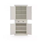Nantucket Pantry Bianco Sporco - Homestyles: Mobile da cucina costiero nautico, Struttura in legno massello, Ripiani regolabili, Altezza 72"