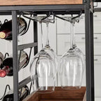 Carrello Bar Rustico in Legno di Noce e Metallo con Ruote Stile Fattoria 12 Bottiglie Marrone/Nero - Danya B.