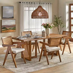 Lifestorey Set da Pranzo Felicity Moderno 5 Pezzi Quercia Coloniale/Beige