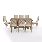 Set da pranzo Joanna da 9 pezzi con 8 sedie imbottite Rustico Marrone - Crosley