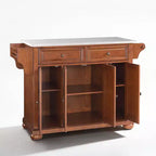 Isola da Cucina Alexandria con Top in Acciaio Inox Ciliegio - Crosley: Struttura in Legno, 4 Ante, 5 Cassetti, 6 Ripiani, Barra Portasciugamani