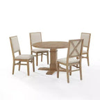 Set da pranzo rotondo Joanna 5 pezzi con 4 sedie con schienale imbottito marrone rustico - Crosley