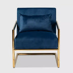 Mira Poltrona reclinabile in metallo rivestita in velluto blu navy/oro - Baxton Studio: Seduta morbida per l'home office, nessun montaggio richiesto