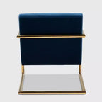 Mira Poltrona reclinabile in metallo rivestita in velluto blu navy/oro - Baxton Studio: Seduta morbida per l'home office, nessun montaggio richiesto