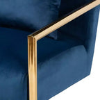 Mira Poltrona reclinabile in metallo rivestita in velluto blu navy/oro - Baxton Studio: Seduta morbida per l'home office, nessun montaggio richiesto