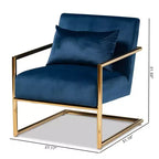 Mira Poltrona reclinabile in metallo rivestita in velluto blu navy/oro - Baxton Studio: Seduta morbida per l'home office, nessun montaggio richiesto