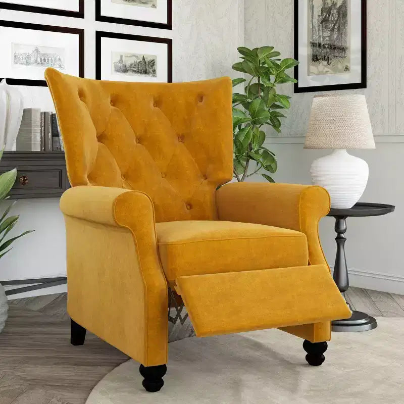 Pia Push Back Recliner con Schienale Reclinabile Giallo Senape - ProLounger