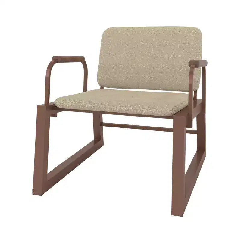 1.0 Sedia bassa Whythe Lino/Corten - Manhattan Comfort: Moderna, struttura in acciaio imbottita, per sala da pranzo e salotto
