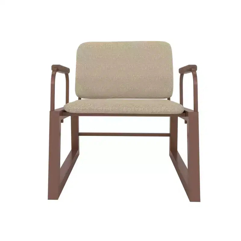 1.0 Sedia bassa Whythe Lino/Corten - Manhattan Comfort: Moderna, struttura in acciaio imbottita, per sala da pranzo e salotto