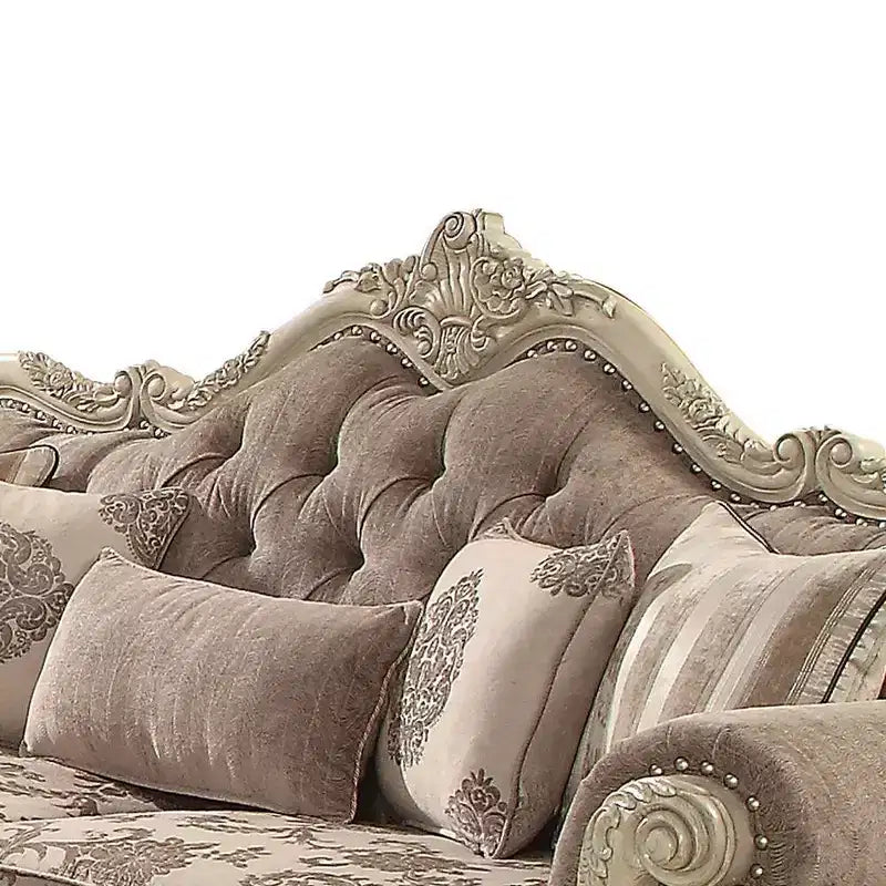 Acme Furniture Divano Ragenardus 95" Tessuto Grigio/Bianco Antico