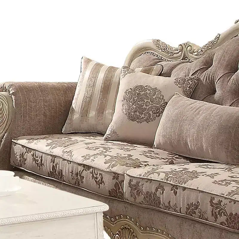 Acme Furniture Divano Ragenardus 95" Tessuto Grigio/Bianco Antico
